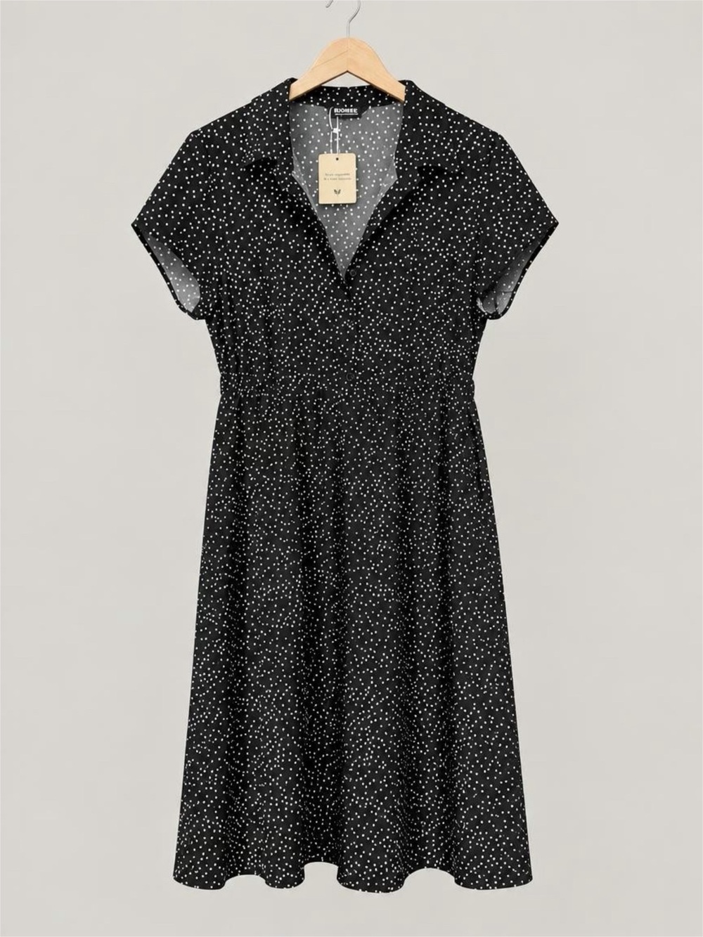 NWT BloomChic Black & White Polka-Dot Midi Dress - 14/16